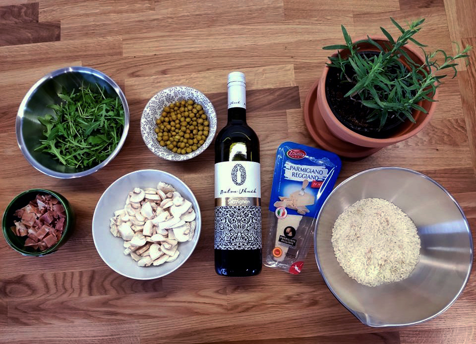 Sauvignon ingrediencie na krémové rizoto